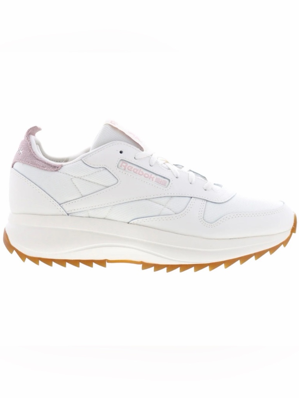 Reebok Women's White Sneakers with Pink Accents and Gum Outsole - Picture 2 of 11